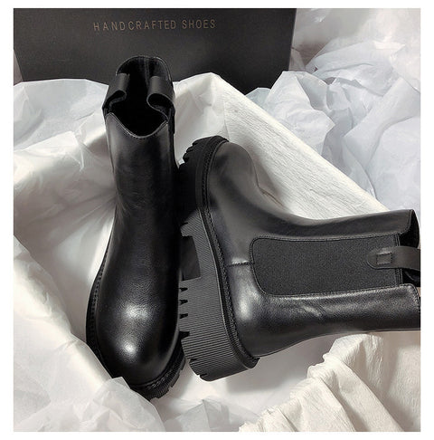 Retro Round Toe Thick Bottom Martin Boots Set Foot Leisure