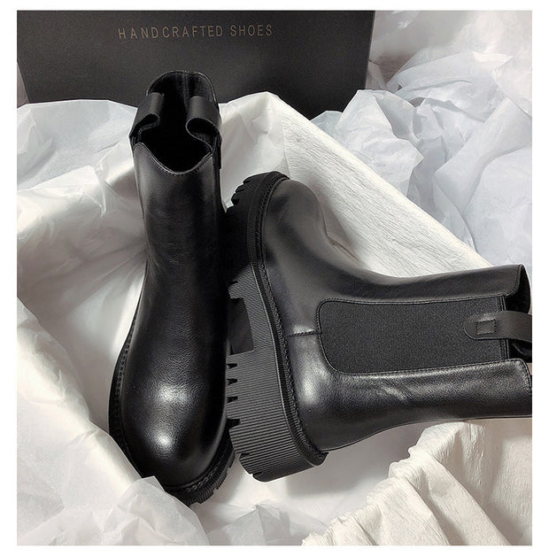 Retro Round Toe Thick Bottom Martin Boots Set Foot Leisure