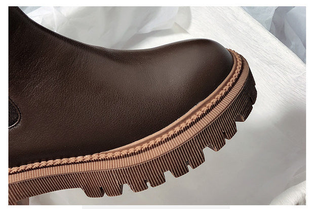 Retro Round Toe Thick Bottom Martin Boots Set Foot Leisure