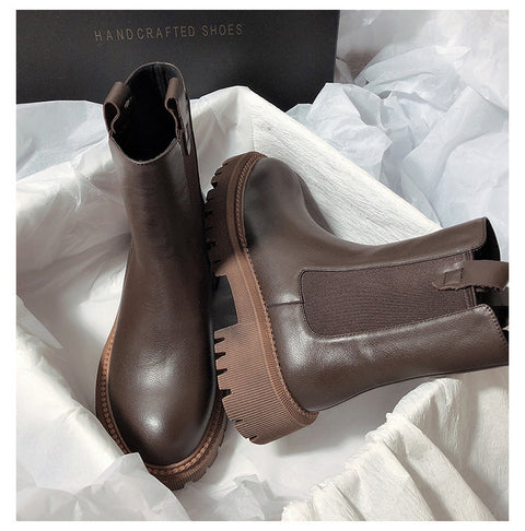 Retro Round Toe Thick Bottom Martin Boots Set Foot Leisure