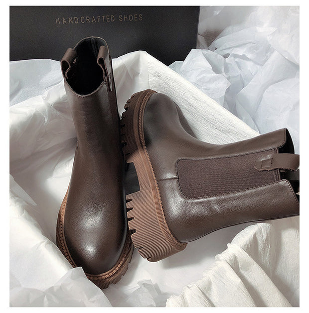 Retro Round Toe Thick Bottom Martin Boots Set Foot Leisure