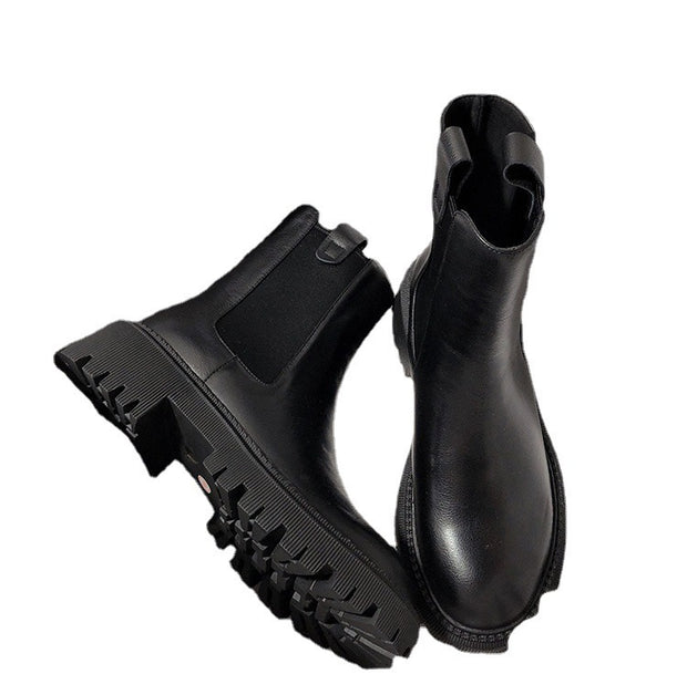 Retro Round Toe Thick Bottom Martin Boots Set Foot Leisure