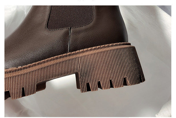 Retro Round Toe Thick Bottom Martin Boots Set Foot Leisure